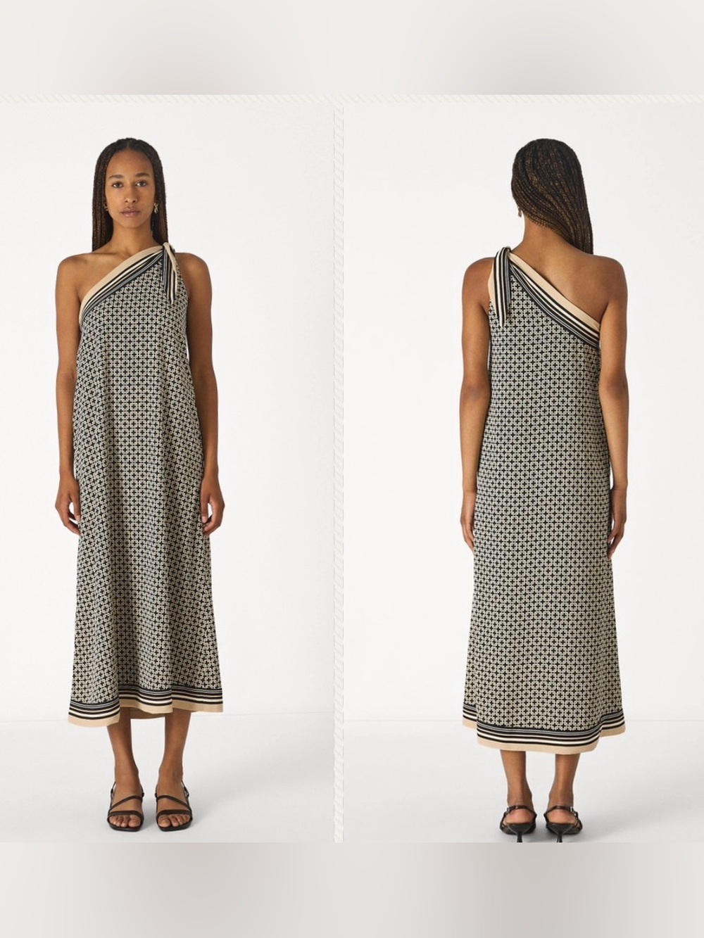 Abercrombie & Fitch Black and Cream Patterned Dress